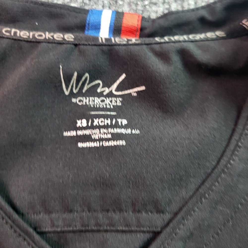 Cherokee WW Workwear Core Stretch Black VNeck Scrub Top Womens XS - Picture 3 of 7